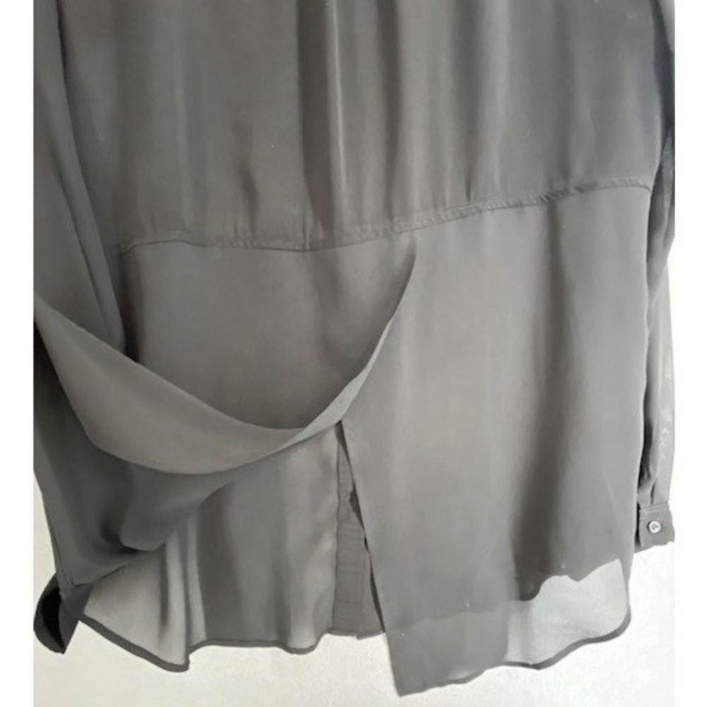 Free People Womens  Large‎ Black Mixed Media Sheer Panel lined Button Down Shirt - Picture 5 of 9